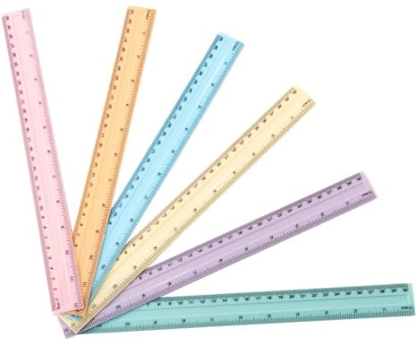 Lot de 6 règles en plastique - 30 cm - 6 couleurs différentes - Flexible - Règle de précision - Pour l'école, le bureau, la maison (12 pouces)