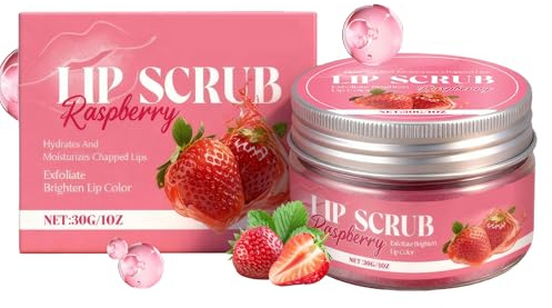Exfoliante labial, hidratación durante todo el día, 30 g, exfoliante labial, limpiador de labios de frambuesa, humectante acondicionador, para rutina diaria, preparación previa al maquillaje, viajes s