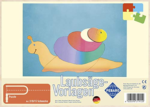 Pebaro 319/1S Laubsägevorlage Schnecke Puzzle, 3mm Sperrholz DIN A 4, Motiv vorgedruckt, aussägen mit Laubsägebogen, basteln, anmalen, fertig, Laubsägen, Basteln mit Holz, Geschenkidee