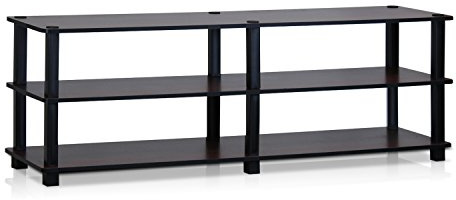 Furinno Turn-S-Tube No Tools 3-Tier Entertainment TV Stands, Dark Cherry and Black