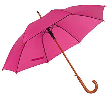 Notrash2003 - Parapluie automatique en bois - Avec crochet rond incurvé - Poignée en bois de 103 cm de diamètre, Dunkelpink, 103 cm