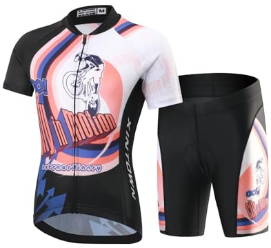 Ensemble de cyclisme unisexe pour enfant avec maillot à manches courtes + short rembourré), motif mixte, 9-11 ans