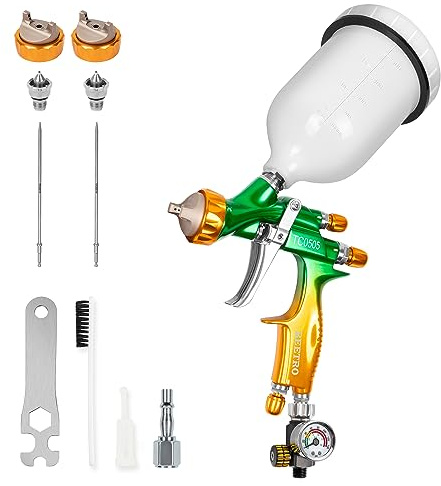 BEETRO HVLP Pistola a Spruzzo ad Aria Compressa Professionale, Ugello da 280-320 mm con Ugello Largo da 1,3/1,4 mm, Capacità di 600 ml, 14 CFM, 29-32 psi