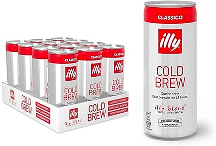 illy, Caffè Cold Brew Ready to Drink CLASSICO, 100% Arabica con Note di Cioccolato e Caramello, Gusto Fresco e Naturalmente Dolce, Confezione da 12 lattine (12 x 250ml)