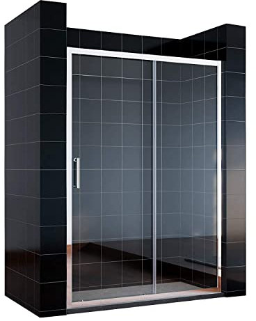 SONNI Mampara de ducha con puerta corredera de 170 cm, puertas de ducha, mampara de vidrio corrediza de 185 cm de altura, vidrio transparente, pared de ducha, cabina de ducha