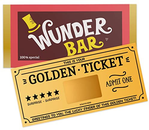 KuschelICH Rubbelkarte Golden Ticket Gutschein zum selber Beschriften mit Rubbelaufkleber - Karte als Geburtstagskarte - Kinogutschein