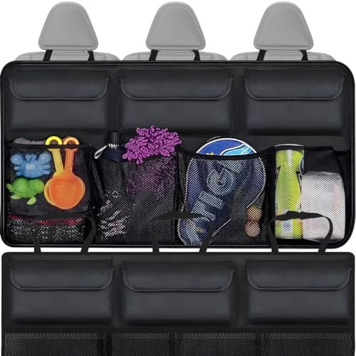 Retoo organizer per bagagliaio per auto, organizer per seggiolino auto, borse portaoggetti 89,5 x 35 cm, organizer per sedile posteriore sospeso, borsa per bagagliaio con moduli divisibili per SUV