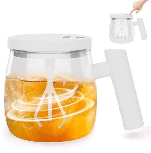 WIYETY Selbstrührende Tasse 400ML Selbstrührende Kaffeetasse: Automatische magnetische Rührtasse mit Deckel, USB Wiederaufladbar Elektrische Rührtasse für Kaffee, Milch, Proteinpulver