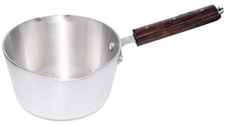 DIOXSTAR Milk Pan, Metal Finish, Heat Resistant Handle, Kitchen Appliances, Easy to Clean, Lightweight, Home Kitchen Milk Pan, Heavy Durable Wooden Handle (2.5 Litre)