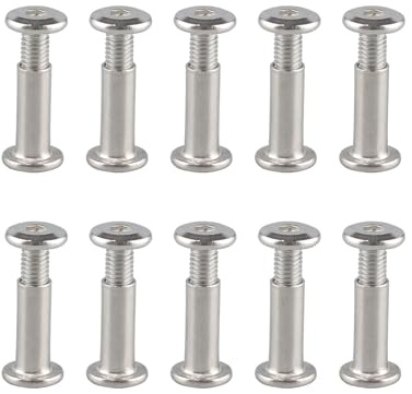10 viti di collegamento M6 x 40 mm, diametro 8 mm, viti a manicotto per mobili, in acciaio inox, A2, V2A, viti di collegamento per armadi, pannelli di legno