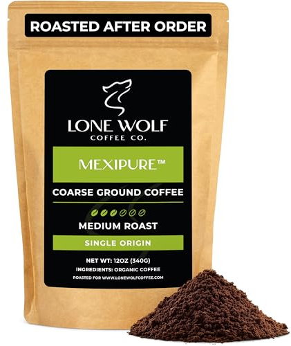 Mexipure - Freshly Roasted After Your Order – Specialty Grade, Organic, Single Origin, Medium to Dark Roast Coarse Ground Coffee, No Bitterness, Ethically Sourced, 12OZ Compostable Bag