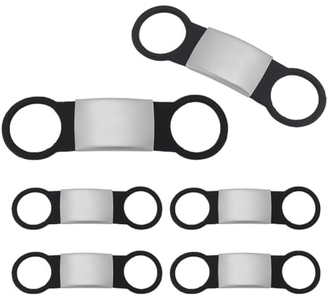 UNICRAFTALE 6pcs Medaglia di Identificazione del Cane Personalizzata in Acciaio Inox per Animali Domestici Incisione Laser Nero Etichette di Identificazione Rettangolare per Cani e Gatto