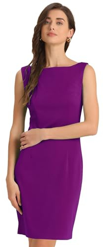Allegra K Sheath Dress for Women's Sleeveless Boat Neck Office Dresses | Business Work, Elegant Dressy Casual,Knee Length, Bodycon, Straight Teacher Outfits