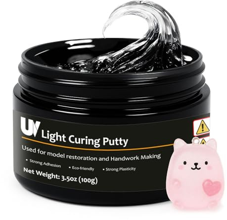 1DFAUL 100g UV Light Curing Putty, Solid Resin, Multi Purpose Adhesive High Hardness Quick Curing, for 3D Crafts, Repair, Modeling UV Clay & Nail Art