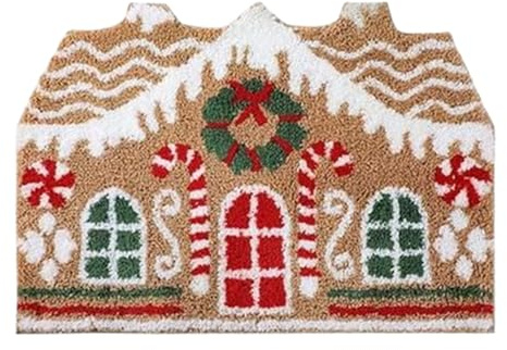 Kryddmatta för - 80 x 50 cm, juldörrmatta för inomhus och utomhus, kryddformad fleece entrédörrmatta | halkfri för entré, ljud