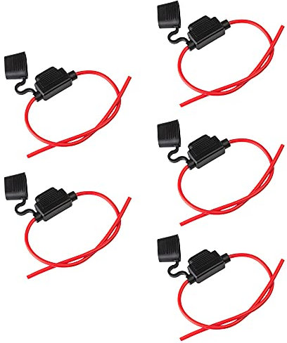 ECENCE 5 pcs Portafusibles impermeables estándar para coche, barco, camión, moto y caravana - Soporte para fusibles planos, 14AWG