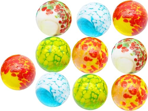 ARSUK Marmi a Pois in Vetro – 10 Biglie 25 mm Fatte a Mano, Set Colorato da Collezione per Bambini, Marble Run, Piste Biglie, Gioco Educativo, Decorazioni Casa, Giardino, Acquari, Regalo Creativo 250g
