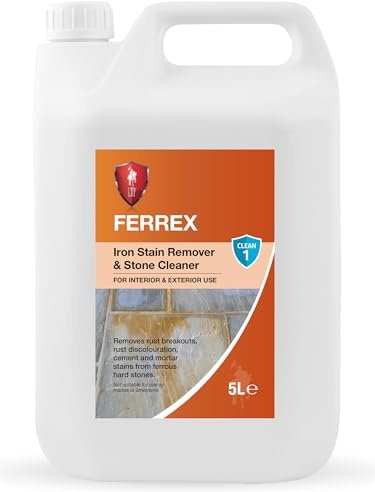 LTP Ferrex Iron Stain Remover & Stone Cleaner| removes Rust outbreaks, Rust discolouration & Cement Mortar Stains from Ferrous Hard Stones (5 Litre)