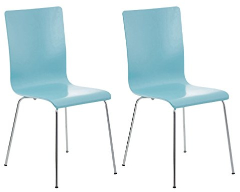 CLP Set de 2 Chaises de Salle d'Attente Pepe Bois I Chaise de Visiteur Robuste Pieds en Métal I Chaise de Conférence en Bois : Couleur:Bleu Clair
