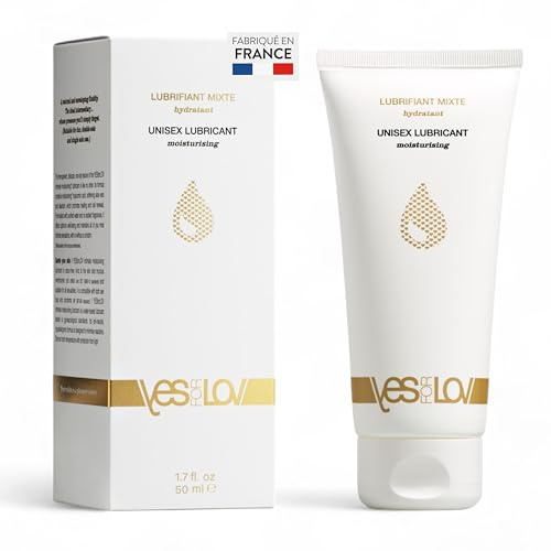 YESforLOV Lubrifiant Naturel Hydratant à Base d’Eau - Gel Lubrifiant Intime Enrichi en Acide Hyaluronique - Hypoallergénique, Non Collant, Sans Parfum - Fabriqué en France - 50 ml