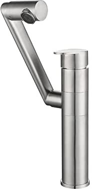 Grifo de lavabo giratorio universal, grifos de baño mixtos fríos y calientes de acero inoxidable, grifo de tocador monomando de función doble con rociador giratorio de gran ángulo, grifos de lavabo