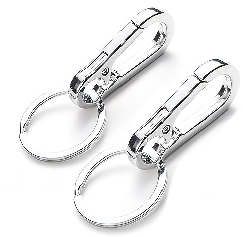 2 Pack Dog Tag Clips, Stainless Steel Heavy Duty Quick Clips with Rings, Easy Change Pet ID Tag Holder for Dog Cat Collars and Harnesses