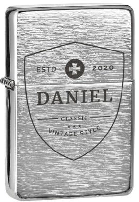 Sturmfeuerzeug gebürstet mit individueller Gravur - das Geburtstagsgeschenk für Männer - passend zum Vatertag und Jubiläum - Outdoor Gadget zum wandern, campen und verreisen