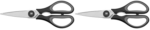 WMF Touch Küchenschere 21 cm, Haushaltsschere mit Sägeschliff, Schere Küche, Cromargan Edelstahl, Softgriff, schwarz (Packung mit 2)