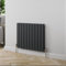 Radiant Living® 600 x 760mm Anthracite Grey Horizontal Designer Radiator Double Column Flat Panel Modern Modern Central Heating Panels Bathroom Radiators