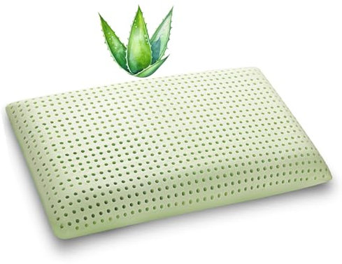 LoRita - Cuscino Memory Foam con Federa in Aloe Vera - 100% Made in Italy - Guanciale Letto Cervicale Morbido e Traspirante - Cuscino Ortopedico Ipoallergenico, alto 12 cm, 1 pz