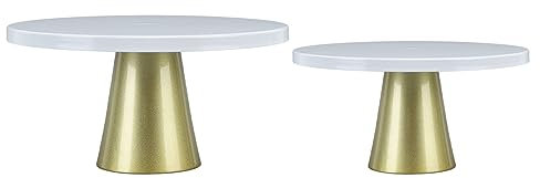 Otufan 2-teiliges Tortenständer-Teller-Display, Rundes Metall-Tortenständer-Set, Europäisches Flair, Goldene Runde Cupcake-Ständer Für Geburtstag, Hochzeit, Babyparty, Feier