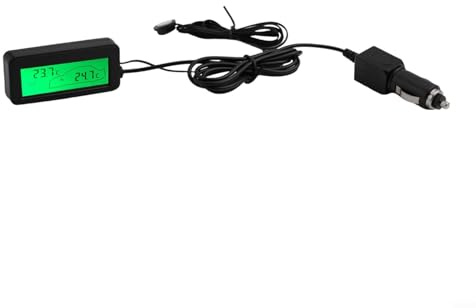 Oniissy Auto Thermometer LCD Digitalanzeige Innen und Außentemperatur 12V Schwarz Blau LCD -20°C bis +70°C Wiederverwendbar, Autoladegerät Kompatibel