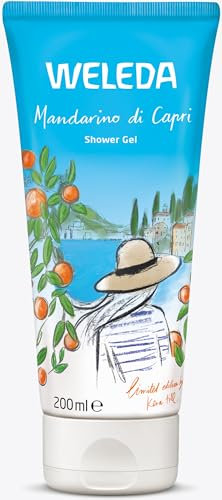 WELEDA Gel de ducha Bio Mandarino di Capri vegano – Naturkosmetik Limited Edition Unisex ducha con aroma a mandarina/romero, cuidado natural de la piel, jabón de ducha para limpieza facial y cuerpo (1