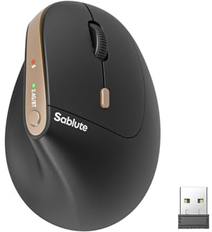 SABLUTE MAM3 Ergonomic Mouse, Bluetooth Mouse for Small/Medium Hands,Dual-Device Connectivity for Computer/Laptop, Rechargeable Wireless Vertical Mouse with 4 Adjustable DPI for Window,Mac OS,Black