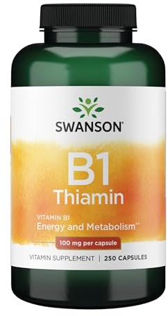 Swanson Vitamin B1 (Thiamin) - Promotes Healthy Metabolism and Provides Energy Support - Natural Vitamin Supplement Supporting Optimum Nerve Cell Function - (250 Capsules, 100mg Each)