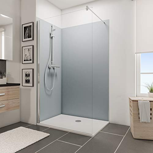 Schulte 2 panneaux muraux 120 x 90 x 210 cm, surface 4.41 m², 3 mm épaisseur, revêtement pour salle de bain douche, resistant aux rayures, gris argenté, livré avec adhésif double face