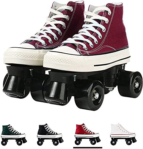 JianJud Rollschuhe Erwachsene Herren Und Damen Vierrad Rollschuhe, Canvas Zweireihige Rollschuhe Räder, Indoor Und Outdoor Zweireihige Skates Für Jugendliche D,44