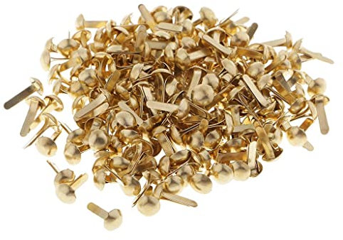 LOVIVER 200 Stücke aus aus Rundkopf Brads Papier Craft Scrapbook Befestigungen, Gold, 4,5 mm