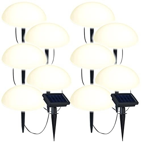 Lunartec Solar Gartenleuchten: Solar-Bodenlichterkette mit 5 warmweißen Halbkugeln, 2er-Set (Lichterkette Halbkugel, Leuchthalbkugeln, Bodenleuchte)