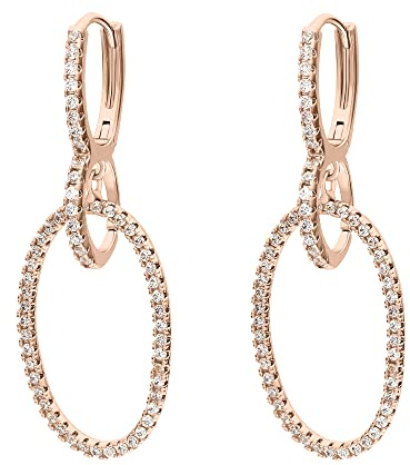 Heideman Ohrringe Zilla Damen aus Edelstahl rosegold farbend matt Ohrstecker hängend für Frauen mit Stein weiss rose vergoldet poliert