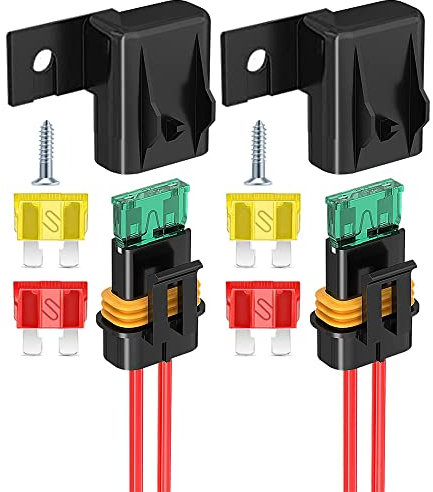 Gebildet Inline Sicherungshalter, 2 Pack IP67 Wasserdichter 12AWG Kabelbaum ATC/ATO 20A/30A/40A Flachsicherungshalter für Fahrzeug, Schiffs und Hochleistungsbus Stromversorgungssysteme