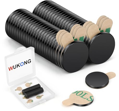 Wukong 10 × 1 mm Mini imanes fuertes, 50 unidades de neodimio autoadhesivos, fuertes, imanes negros pequeños, fuertes para pizarra magnética de cristal, oficina y pizarra de información