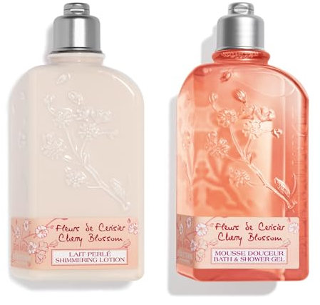 Bundle of L'OCCITANE Kirschblüten Dusch- und Badegel 250ml + Fleurs de Cerisier Körpermilch 250ml – Frischer und Zarter Blumenduft, Pflegt und Verwöhnt die Haut