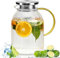 Carafe Eau 2L, Pichet en Verre avec Acier Inoxydable Couvercle, Carafe Eau en Verre, Cruche en Verre, Cruche d'eau en Verre pour les Boissons Maison Telles Que le Thé Glacé, l'eau Chaude Jus, Café,