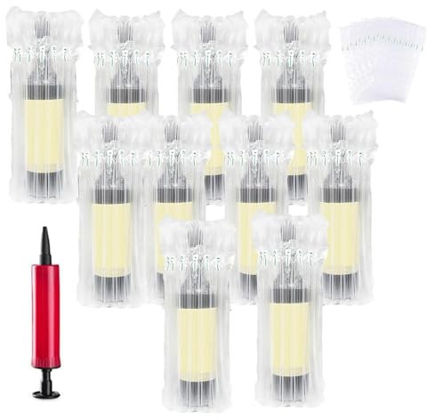 10 PCS Protecteur de bouteille de vin Pack,Emballage Gonflable de Douilles,emballages gonflables pour bouteille de vin,Colonne d'air gonflable,protections pour bouteille de vin,avec Pompe
