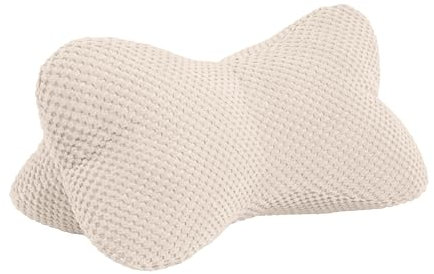 Leseknochen, Lesekissen, Nackenrolle Nackenkissen aus Cord,Stützkissen, Reisekissen mit Struktur,Formkissen,Buchauflage, Flexible Stütze für Bücher, E-Books oder Tablets-18x35cm (Offwhite)