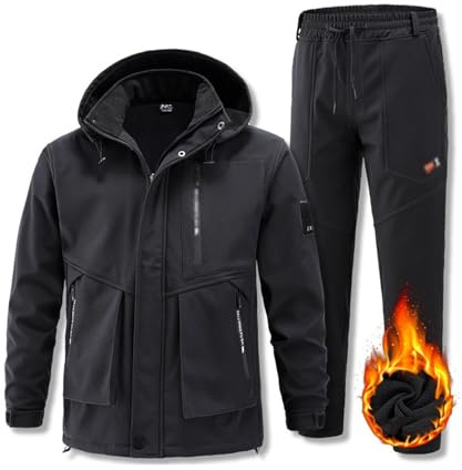 Ensemble De Combinaison De Ski Deux Pièces Pour Hommes, Combinaison De Ski À Capuche Coupe-vent Et Résistante À L'usure Pour Hommes, Ensemble De 2 Pièces, Vêtements Imperméables