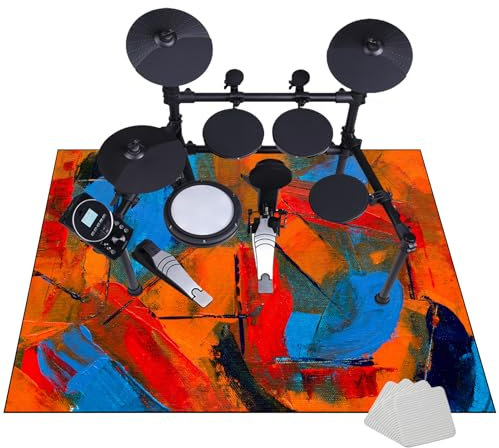 Elektrisches Schlagzeug Teppich 120 x 100 cm | Drum Rug | Akustik Schlagzeugteppich | Schallschutzmatte Rutschfeste Trommel Teppiche | Schallschutz Teppichmatte | Music Carpet Innen und Außen