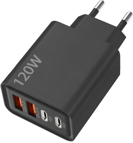 NHQZ Caricatore USB, 4 Porte 54W PD+QC 3.0 Carica Rapida Caricabatterie da Muro,USB Multipla Ricarica Veloce Caricabatterie per iPhone,Samsung,Xiaomi,Huawei(nero)