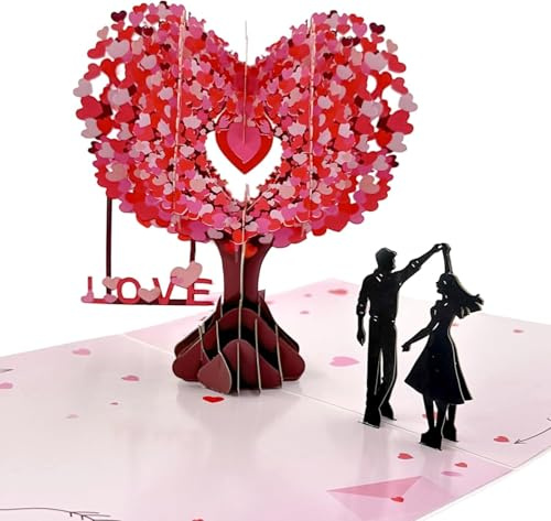 kinoco Carte Fleur Pop-Up, Carte De Vœux 3D Arbre de Sakura, Carte Cadeau pour Anniversaire, Mariage, Fête des Mères,Saint-Valentin,(Fleurs de Cerisier Rose)